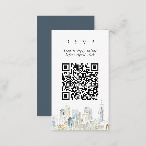 QR Code Online New York City Skyline Website RSVP Enclosure Card