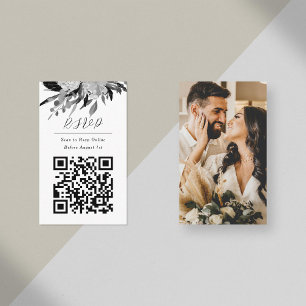 QR Code Online Photo Black Floral Website Enclosure Card