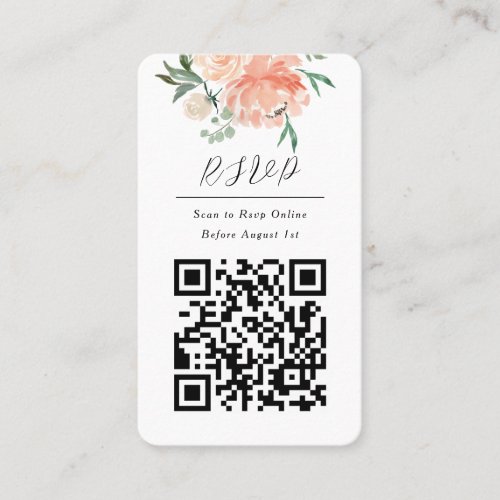 QR Code Online Photo Floral Rsvp Response Card