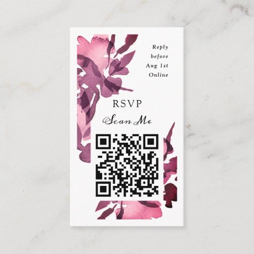 QR Code Online Photo Plum Floral Website RSVP Enclosure Card