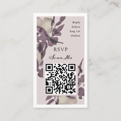 QR Code Online Photo Purple Floral Website RSVP Enclosure Card
