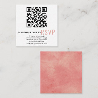 QR code online RSVP coral pink wedding Enclosure C Card