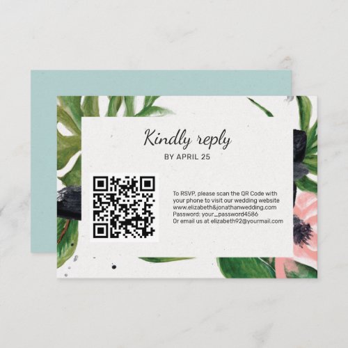 QR Code online RSVP floral tropical wedding