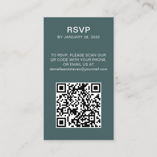 QR Code online RSVP minimalist photo teal Enclosure Card