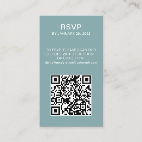 QR Code online RSVP minimalist photo teal Enclosure Card