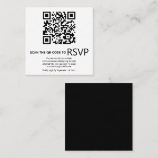 QR code online RSVP modern black, white wedding Enclosure Card