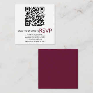 QR code online RSVP modern burgundy wedding Enclosure Card