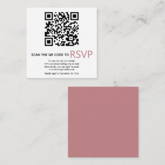 QR code online RSVP modern dusty rose wedding Enclosure Card