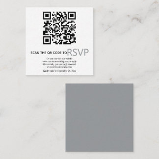 QR code online RSVP modern gray wedding Enclosure Card