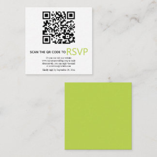 QR code online RSVP modern light green wedding Enclosure Card