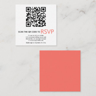 QR code online RSVP modern living coral wedding Enclosure Card