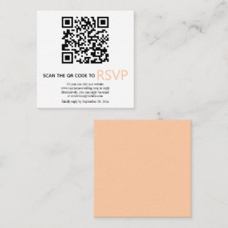 QR code online RSVP modern peach wedding Enclosure Card