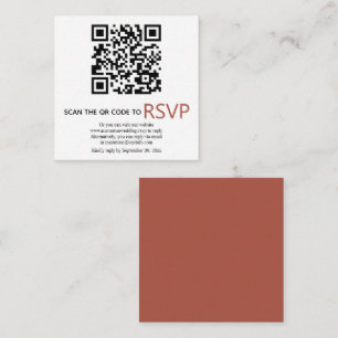 QR code online RSVP modern terracotta fall wedding Enclosure Card