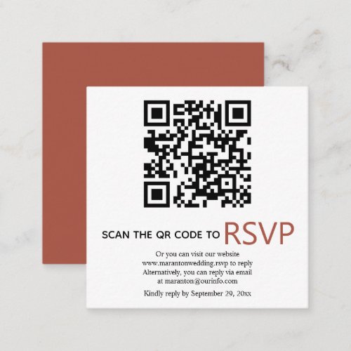 QR code online RSVP modern terracotta fall wedding Enclosure Card