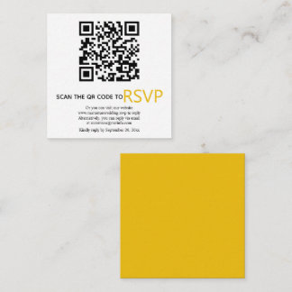 QR code online RSVP modern yellow wedding Enclosure Card