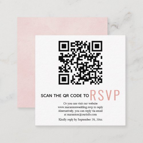 QR code online RSVP pink wedding Enclosure Card