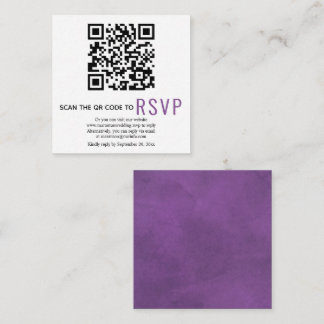 QR code online RSVP purple stained wedding Enclosu Enclosure Card