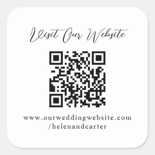 QR Code Online Wedding Website Square Sticker