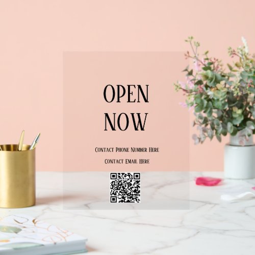 QR Code Open Sign Custom Typography Minimal Cool