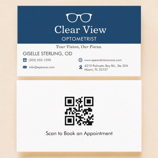 QR Code Optometrist Eye Doctor Office  Business Card (Creator Uploaded)