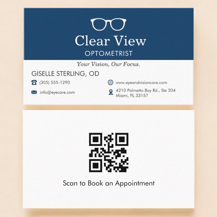 QR Code Optometrist Eye Doctor Office Business Card
