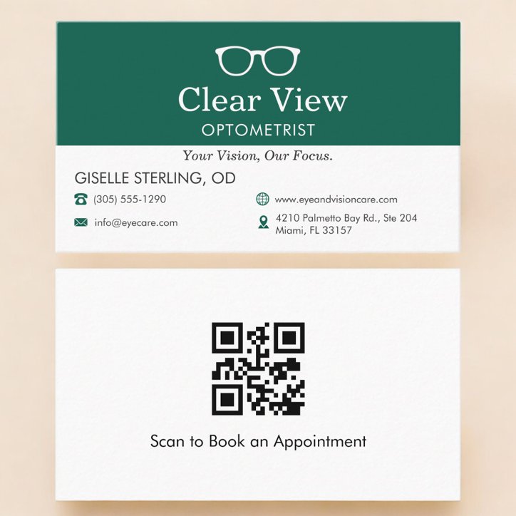 QR Code Optometrist Vision Care Doctor Office Business Card