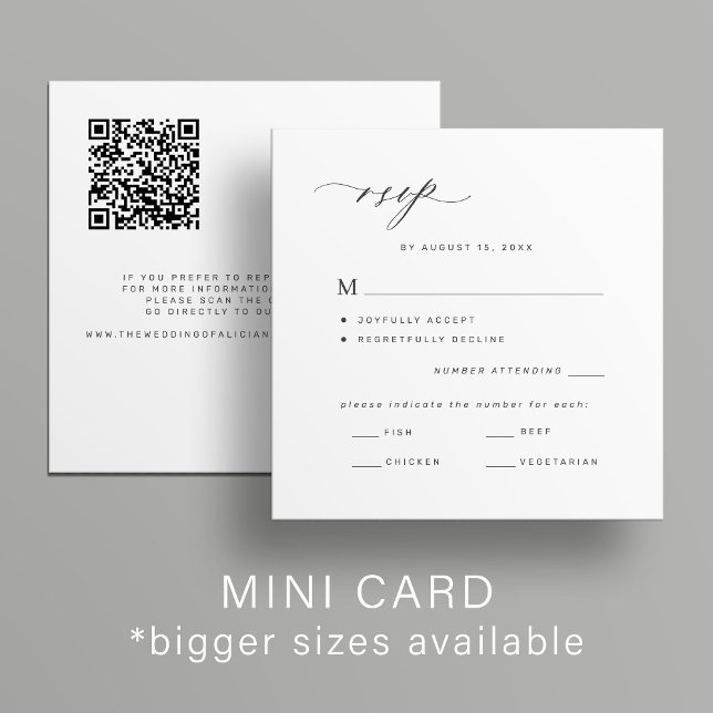 QR code or classic response wedding RSVP Note Card (Creator Uploaded)