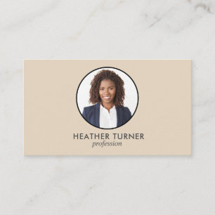 QR CODE or Logo Professional Headshot Photo Ecrù Business Card