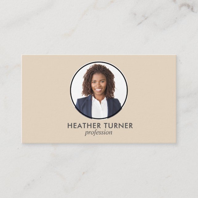 QR CODE or Logo Professional Headshot Photo Ecrù Business Card (Front)