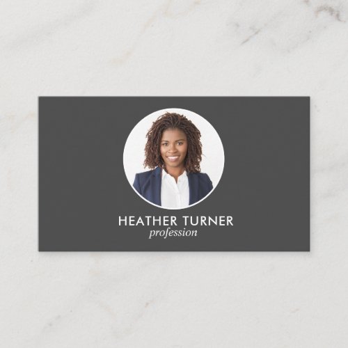 QR CODE or Logo Professional Headshot Photo GRAY Business Card