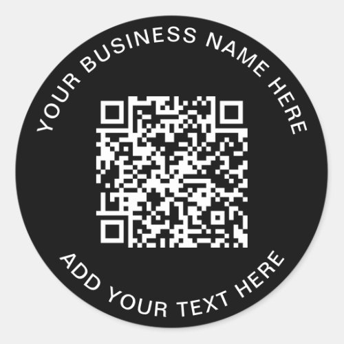 QR Code or Logo Promotional Black Classic Round Sticker