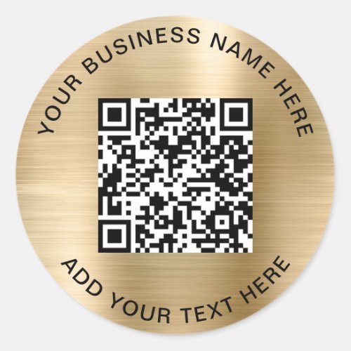 QR Code or Logo Promotional Gold Classic Round Sticker