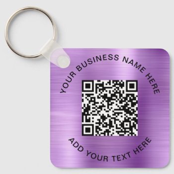 Qr Code Or Logo Promotional Purple Keychain by JulieHortonDesigns at Zazzle