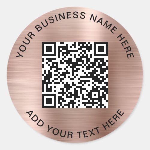 QR Code or Logo Promotional Rose Gold Classic Round Sticker