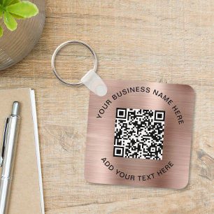 QR Code or Logo Promotional Rose Gold Keychain