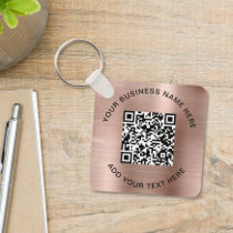 QR Code or Logo Promotional Rose Gold Keychain