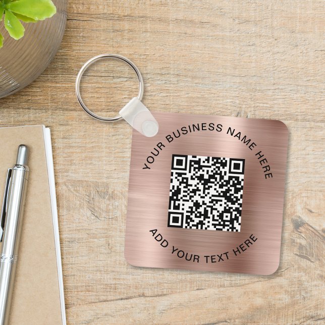 QR Code or Logo Promotional Rose Gold Keychain (Creator Uploaded)