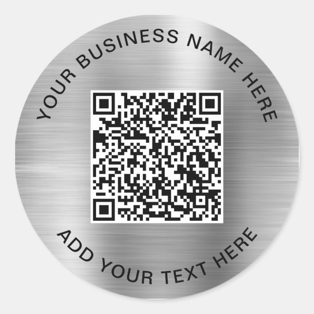 QR Code or Logo Promotional Silver Classic Round S Classic Round Sticker (Front)