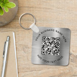 QR Code or Logo Promotional Silver Keychain<br><div class="desc">Simple elegant promotional keychain for your business or organization with a silver faux brushed metallic background. Add your QR code or logo and two lines of customized text,  such as your company name,  slogan,  thank you,  or leave blank.</div>