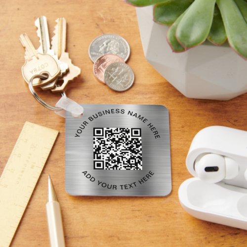 QR Code or Logo Promotional Silver Keychain