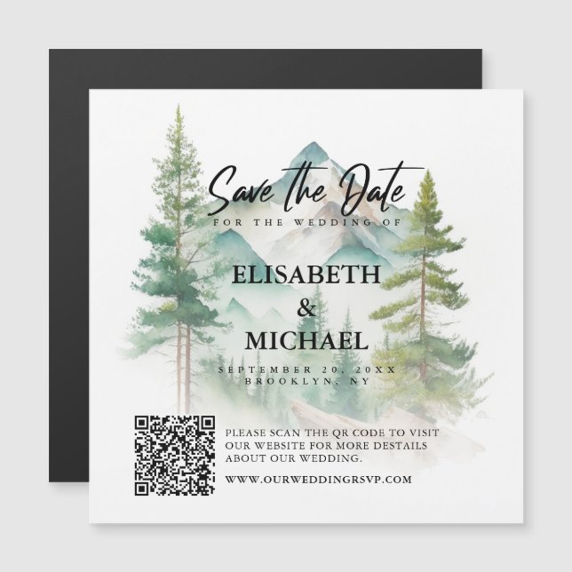 QR Code Outdoor Save The Date Wedding Magnetic Invitation (Front/Back)