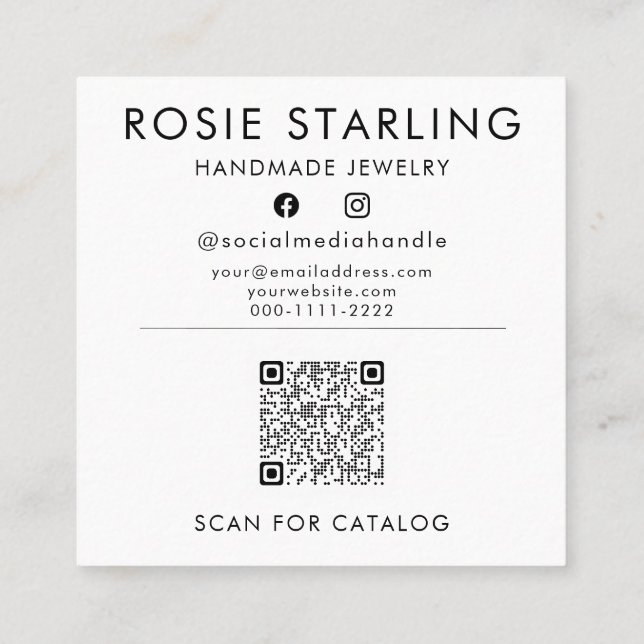 QR Code Pale Pink Professional Logo Square Square Business Card (Back)