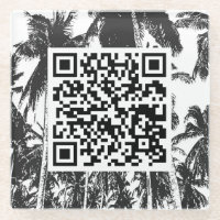 QR Code Palm Tree Design Glass Coaster