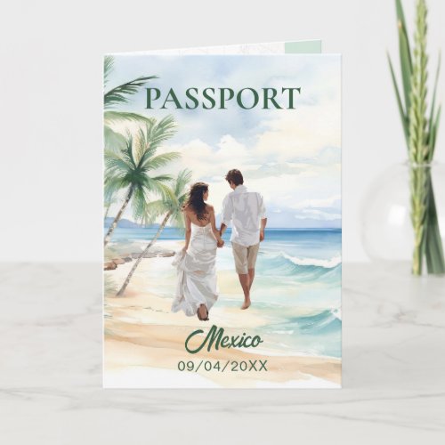 QR Code Passport Mexico Beach Wedding Destination Invitation