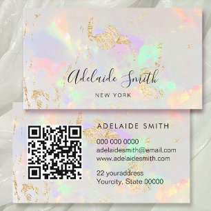 QR code pastel colors opal stone texture Business Card