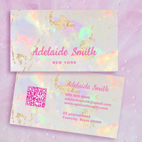 QR code pastel colors opal texture Business Card