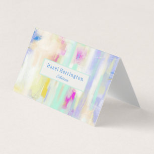 QR Code Pastel Folded Business Card Artistic