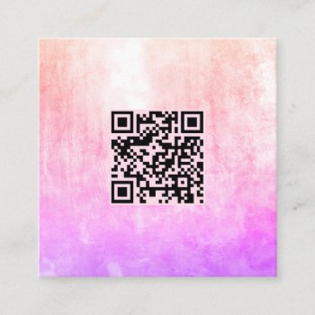 Qr Code Pastel Light Pink Grunge Abstract Art Square Business Card by TabbyGun at Zazzle