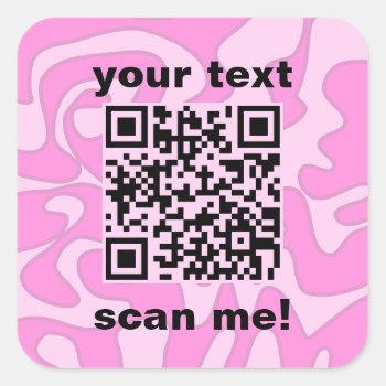 Qr Code Pastel Pink Bubblegum Cute Modern Square Sticker by TabbyGun at Zazzle