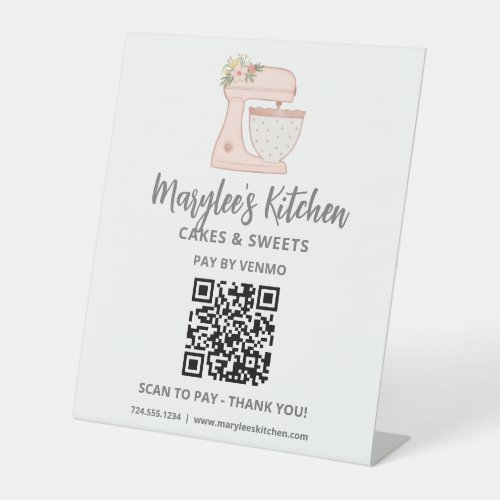QR Code Pay Here Bakery Pastry Pedestal Sign